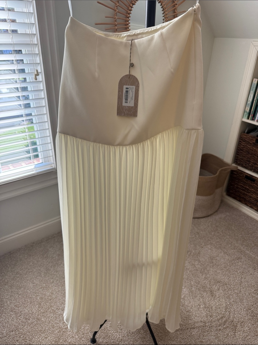 Meshki Cream Pleated Maxi Skirt